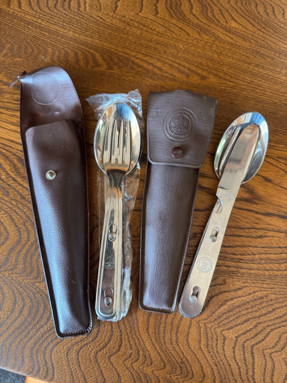 VTG Boy Scouts Stainless Steel Travel Cutlery Sets with Cases